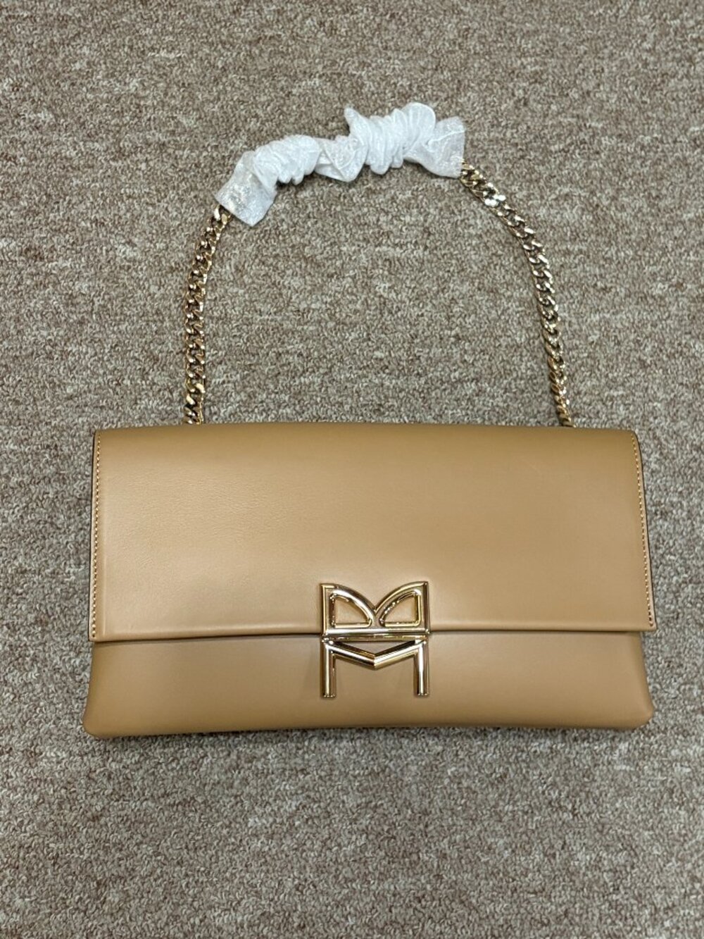 Bruno Magli Concertina Crossbody Leather Handbag in Latte
